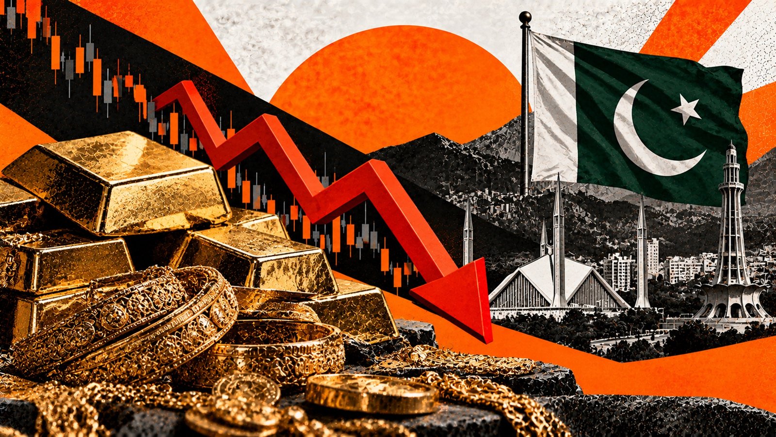 پاکستان میں سونے کی فی تولہ قیمت  میں کمی، عالمی مارکیٹس کے اثرات۔