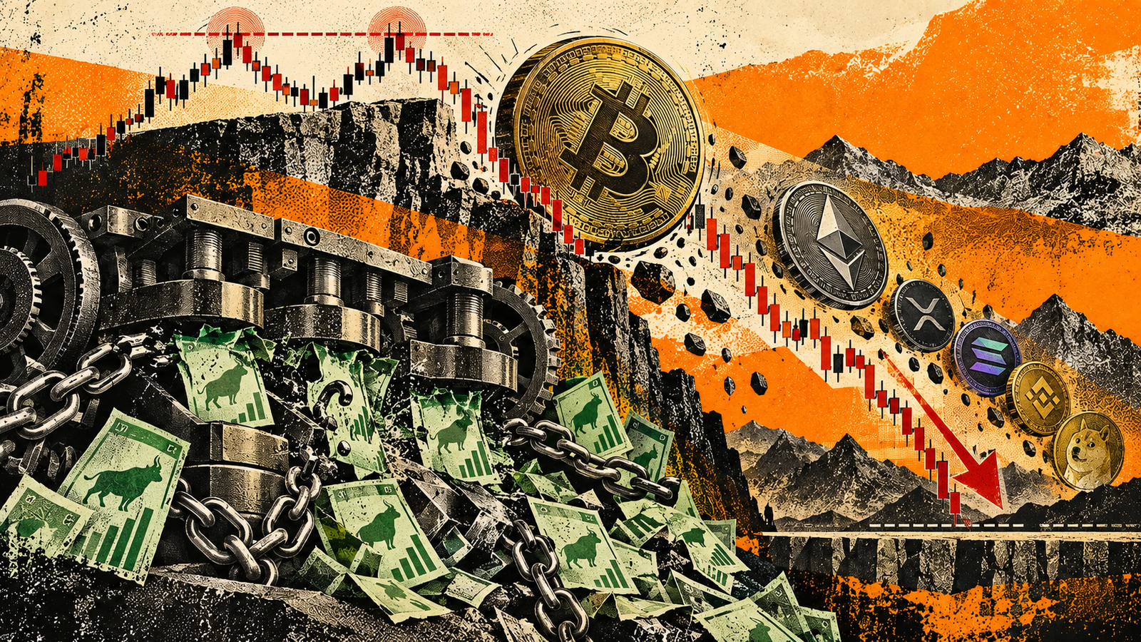 Bitcoin کی 87,000 ڈالر کے قریب پیش قدمی ناکام ہونے کے بعد قیمت 84,000 ڈالر سے نیچے گئی، جس سے leveraged long positions کی بڑی liquidation ہوئی۔