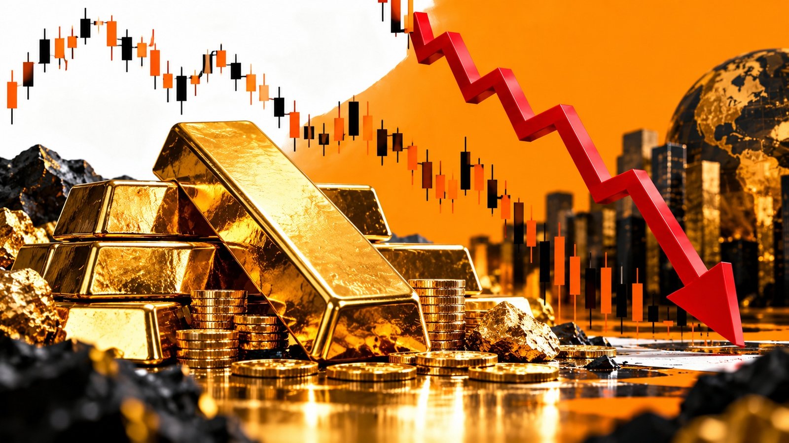 سونے کی قیمت میں بڑی گراوٹ کے بعد  دو ماہ کی کم ترین سطح $4,104 کے قریب