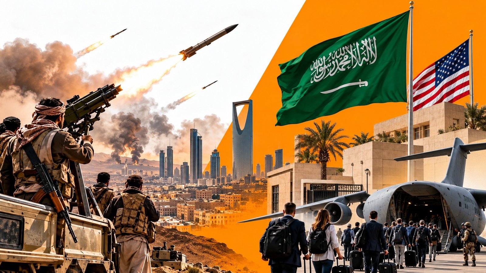 سعودی عرب  پر حوثی  حموں میں شدت ، امریکہ کا سفارتی عملے کو نکلنے کا حکم