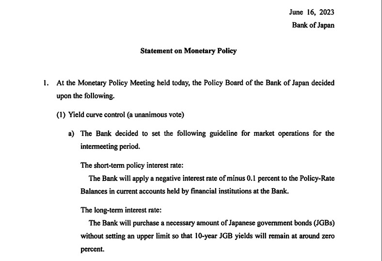 Japanese Monetary Policy کا اعلان، شرح سود بغیر کسی تبدیلی کے برقرار