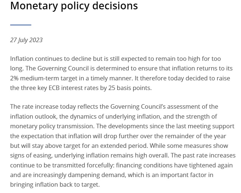European Monetary policy and Rate Hike policy suspension 