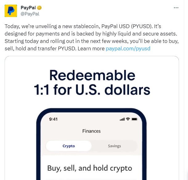 PayPal کا امریکی ڈالر سے منسلک Crypto Stable Coin لانچ کرنے کا اعلان