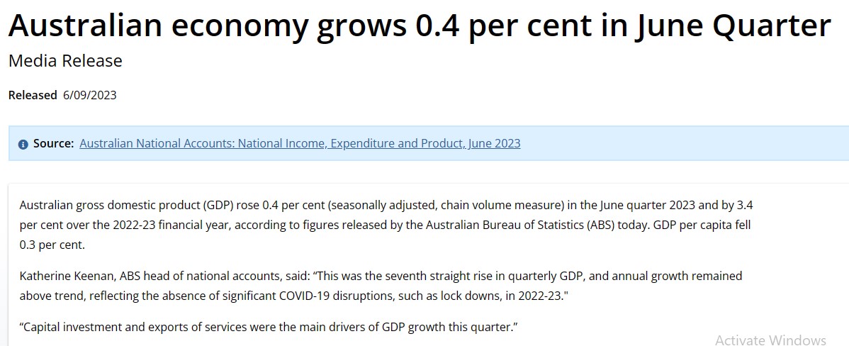 Australian GDP Report ریلیز ، AUDUSD میں بحالی کی لہر