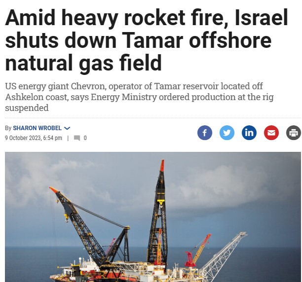 اسرائیلی گیس فیلڈز بند ، عالمی سطح پر قیمتوں میں اضافے کا خدشہ ۔