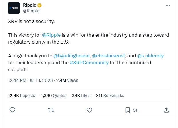 US SEC کی Ripple کے خلاف اپیل مسترد ، XRP کی قدر میں تیزی