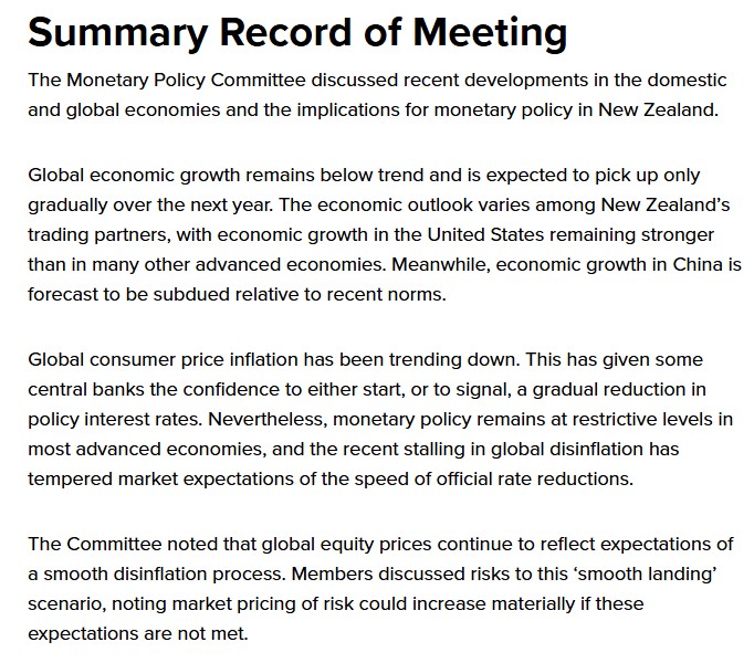 RBNZ Monetary Policy 10th July 2024