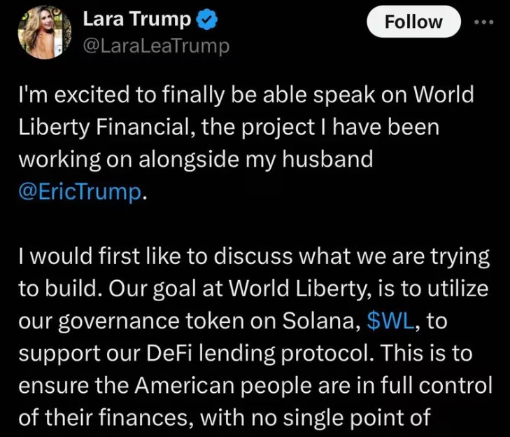 Lara Trump Tweet about the project