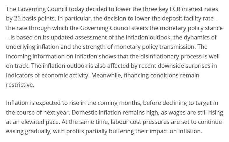 ECB Monetary Policy 17th October 2024