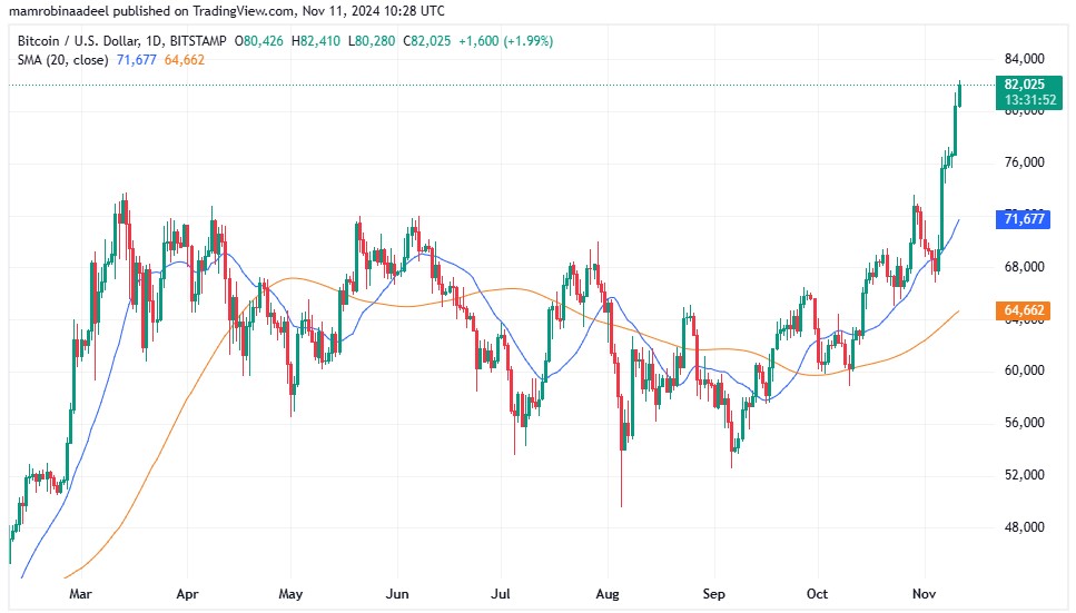 Bitcoin Price as on 11th November 2024.