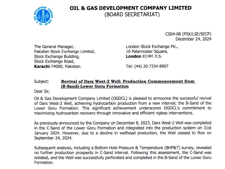 OGDC Notification in PSX