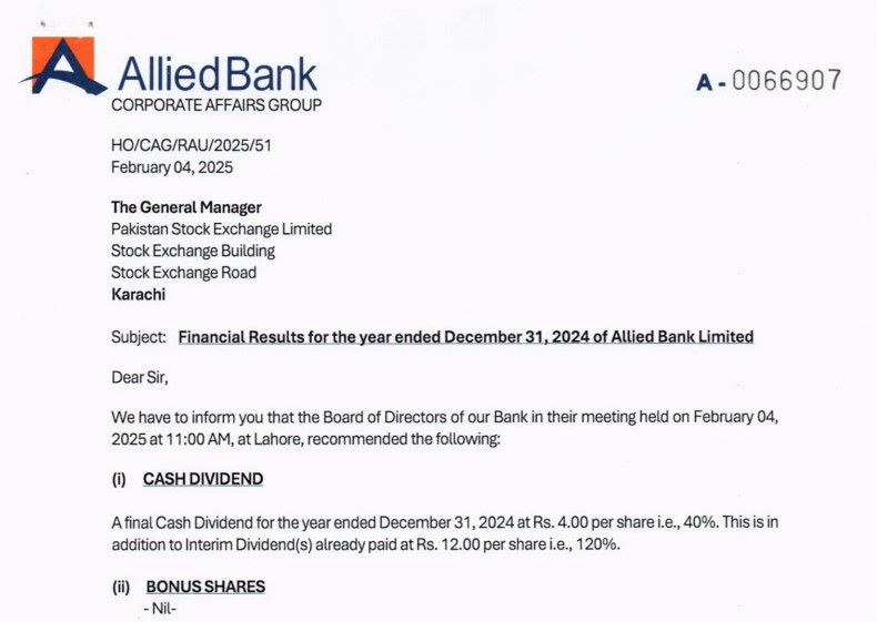 Allied Bank released Annual Financial Results