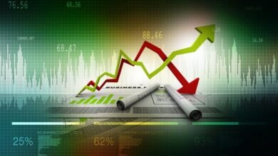 The graph illustrates how the value of money decreases over time due to inflation, as evidenced by a smaller stack of currency purchasing fewer groceries.